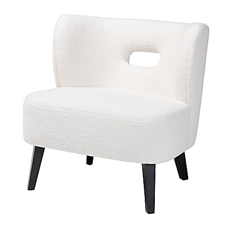 Baxton Studio Naara Modern Boucle And Wood Accent Chair, 30-3/4”H x 30-5/16”W x 29-1/2”D, Ivory/Black