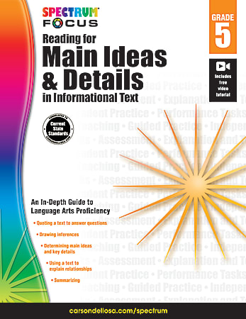 Spectrum® Reading For Main Ideas And Details In Informational Text Workbook, Grade 5