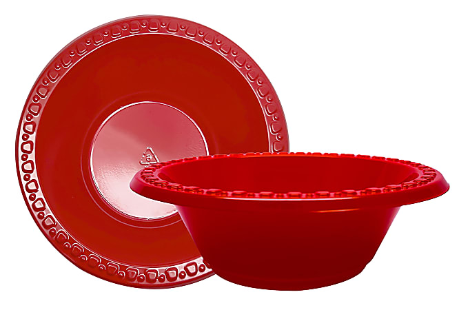 Highmark® Plastic Bowls, 12 oz, Red, Pack Of 125