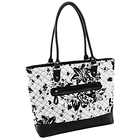 Parinda® Aaryn Quilted Fabric Tote With Faux-Leather Trim, White Floral