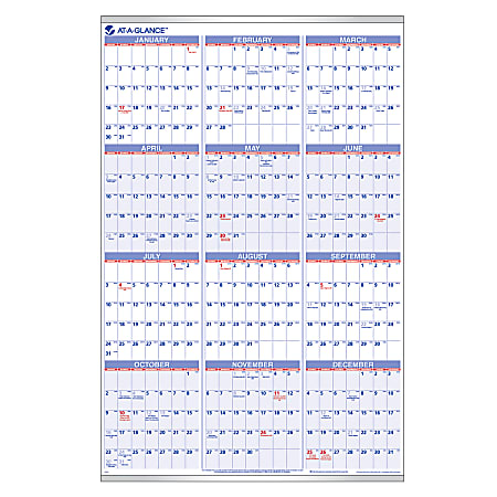 AT-A-GLANCE® 30% Recycled Yearly Wall Calendar, 24" x 36", January-December 2012