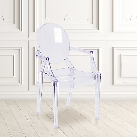 Flash Furniture Ghost Chairs With Arms, Clear, Pack Of 4 Chairs