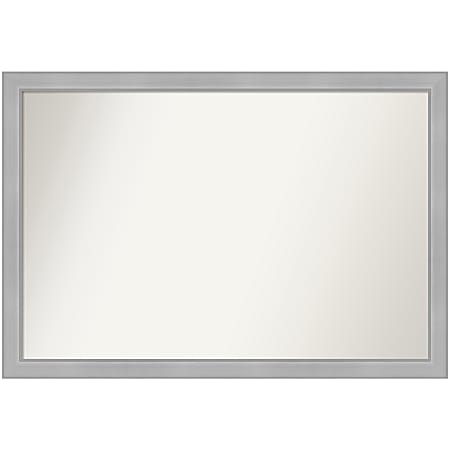 Amanti Art Narrow Non-Beveled Rectangle Framed Bathroom Wall Mirror, 26-1/2” x 38-1/2”, Vista Brushed Nickel