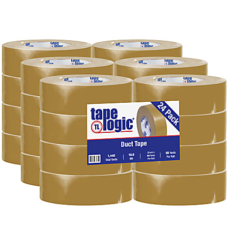 Tape Logic® Color Duct Tape, 3" Core, 2" x 180', Beige, Case Of 24