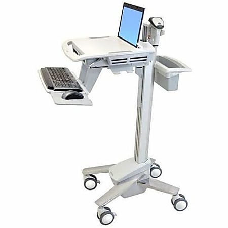 Ergotron StyleView Laptop Cart - 18 lb Capacity - 4 Casters - Aluminum, Plastic, Zinc Plated Steel - 18.3" Width x 50.5" Height - White, Gray, Polished Aluminum17.3" Screen Supported