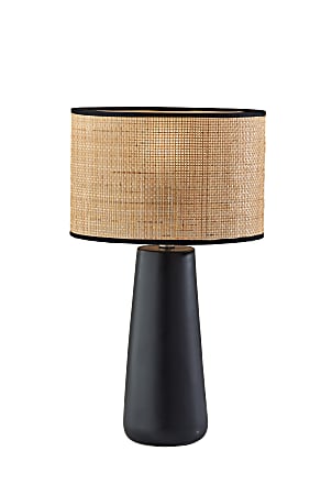 Adesso® Sheffield Table Lamp, 22-1/4"H, Rattan Shade/Black Base