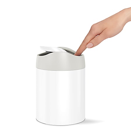 simplehuman 1.19-Gallons White Steel Touchless Trash Can with Lid Outdoor  in the Trash Cans department at