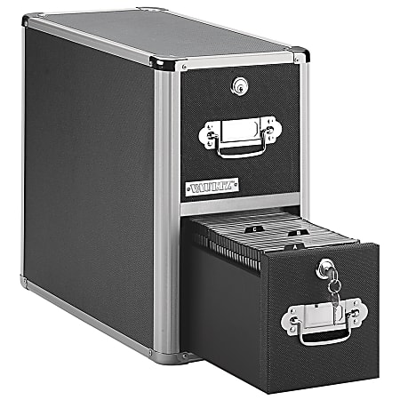 Vaultz® 2-Drawer Vertical CD Cabinet, 14 3/4"H x 8"W x 15 1/4"D, Black