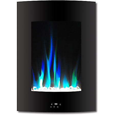 Cambridge® Vertical Electric Fireplace With Multicolor Flame And Crystal Display, Black