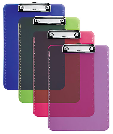 Office Depot® Brand Plastic Clipboard, 9" x 12-1/2", Assorted Colors (No Color Choice)