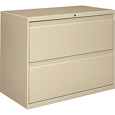 HON® 800 36"W x 19-1/4"D Lateral 2-Drawer File Cabinet With Lock, Putty
