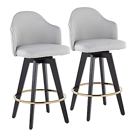 LumiSource Ahoy Fabric Counter Stools, Black/Light Gray, Set Of 2 Stools