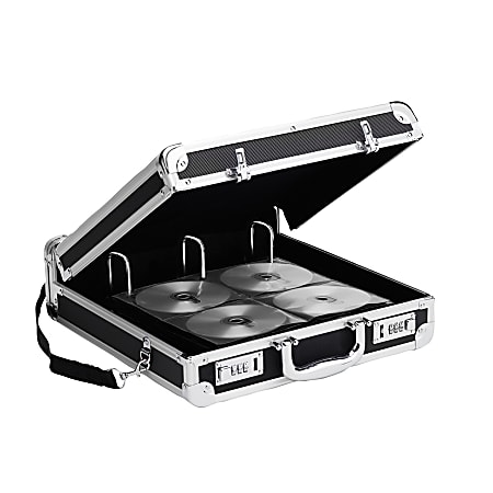 Vaultz® Locking CD/DVD Binder Case, 200-Disc Capacity, Black