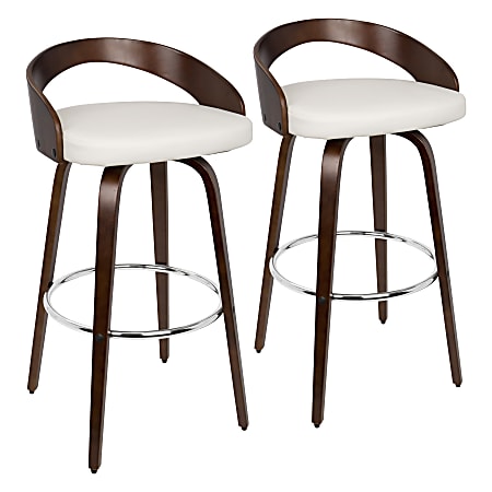 LumiSource Grotto Bar Stools, Cherry/White, Set Of 2 Stools