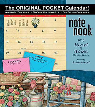Wells Street By LANG Note Nook Monthly Wall Calendar, 11 3/4" x 13 1/4", Heart & Home, January-December 2016