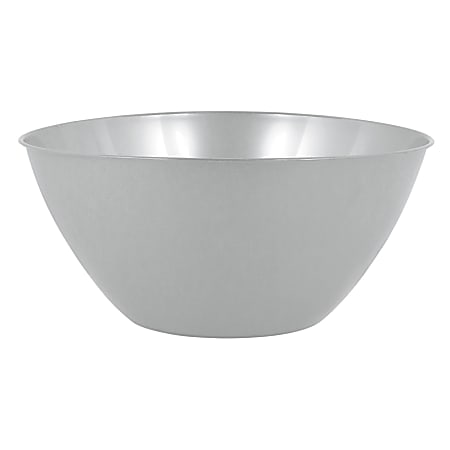 Amscan 2-Quart Plastic Bowls, 3-3/4" x 8-1/2", Silver,