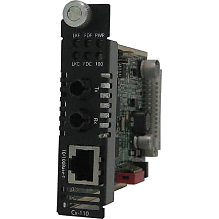 Perle CM-110-S2ST20 Fast Ethernet Media and Rate Converter - 1 x Network (RJ-45) - 1 x ST Ports - 100Base-LX, 10/100Base-TX - 12.43 Mile - Internal