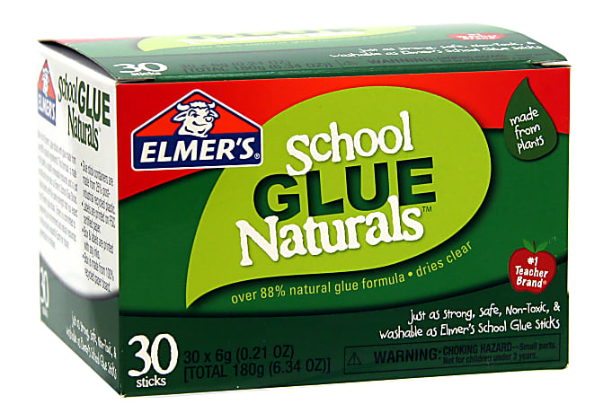 Elmer's® School Glue Naturals Glue Stick, 6.34 Oz, Clear, Pack Of 30