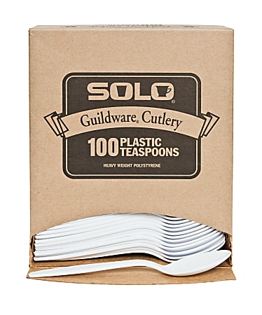 Solo® Guildware Heavyweight Spoons, White, 100 Spoons Per Box, 10 Boxes Per Case