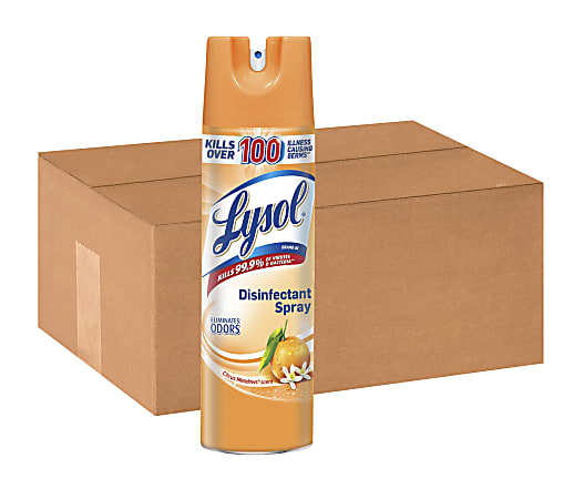 Lysol Citrus Disinfectant Spray - Aerosol - 19 fl oz (0.6 quart) - Citrus Meadow Scent - 12 / Carton - Clear