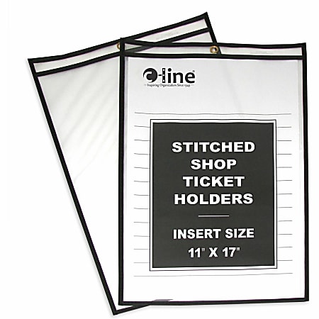 C-Line Shop Ticket Holders, Stitched - Both Sides Clear, 11 x 17, 25/BX, 46117