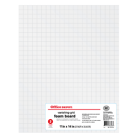 Office Depot® Brand Vanishing Grid Foam Board, 11" x 14", White, Pack Of 2