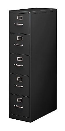 HON® 210 Full-Featured 28-1/2"D Vertical 5-Drawer File Cabinet, Black