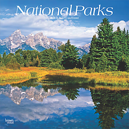 2025 BrownTrout National Parks Monthly Plastic-Free Square Wall Calendar, 12" x 12", America Regional, January to December 2025, 9781975475345