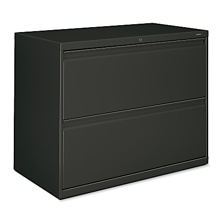 HON® 800 36"W Lateral 2-Drawer File Cabinet With Lock, Metal, Charcoal