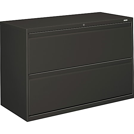 HON® 800 42"W Lateral 2-Drawer File Cabinet With Lock, Metal, Charcoal