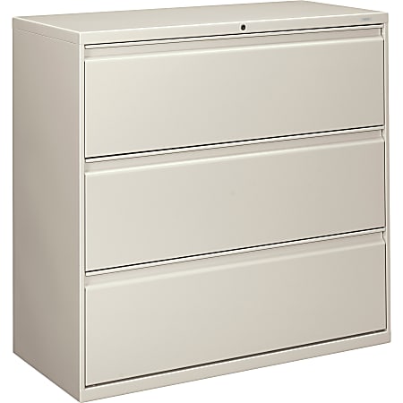 HON 800 20 D Lateral 3 Drawer File Cabinet With Lock Light Gray