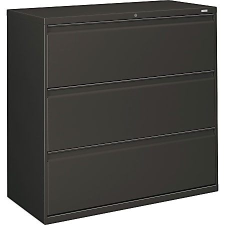 HON® 800 42"W x 19-1/4"D Lateral 3-Drawer File Cabinet With Lock, Charcoal