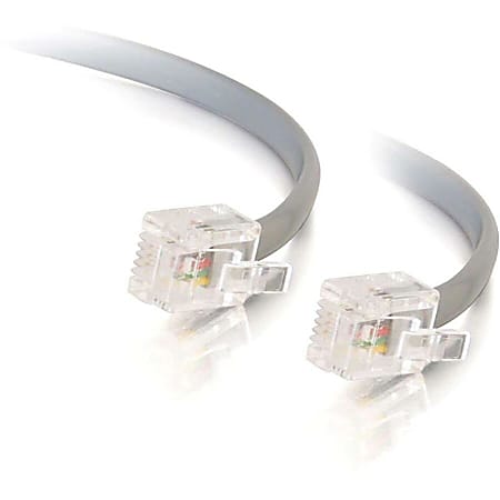 C2G 7ft Straight Modular Cable - 6P4C - RJ-11 Male Network - RJ-11 Male Network - 7ft - Silver