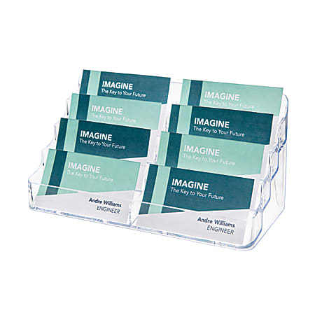 Deflect-O® 8-Compartment Business Card Holder, 3 7/8"H x 7 7/8"W x 3 5/8"D, Clear