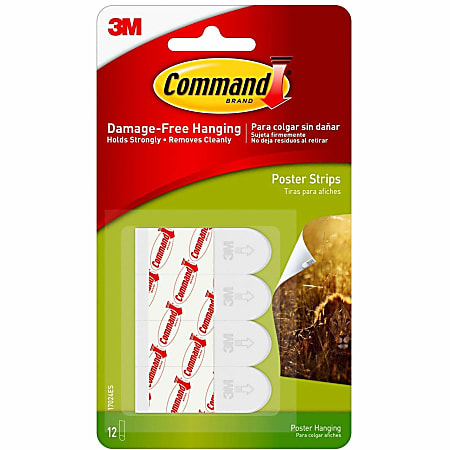 Command™ Removable Adhesive Poster Strips, 1 3/4", Clear, Pack Of 12