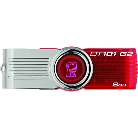 Kingston 8GB DataTraveler 101 G2 USB 2.0 Flash Drive - 8 GB - USB 2.0 - Red - 5 Year Warranty