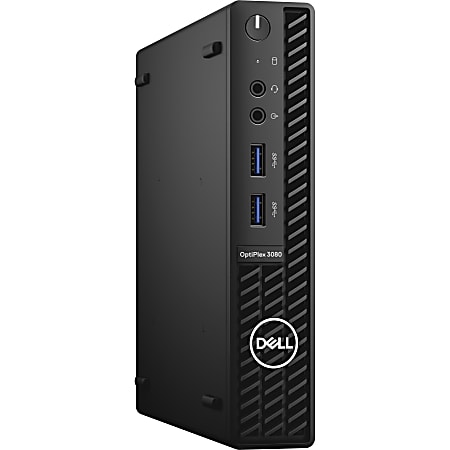 Dell OptiPlex 3000 3080 Desktop Computer - Intel Core i3 10th Gen I3-10105T Quad-core (4 Core) 3 GHz - 8 GB RAM DDR4 SDRAM - 128 GB NVMe M.2 PCI Express M.2 SSD - Micro PC - Black - Windows 10 Pro - Intel DDR4 SDRAM - English Keyboard - 65 W