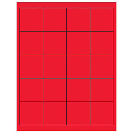 Office Depot® Brand Permanent Labels, LL172RD, Rectangle, 2" x 2", Fluorescent Red, Case Of 2,000