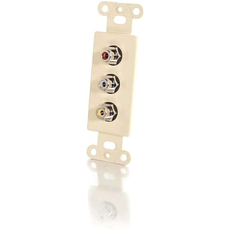 C2G Composite Video and RCA Stereo Audio Pass Through Decorative Style Wall Plate - Ivory - Modular insert - RCA X 3 - ivory