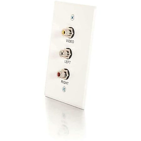 C2G Single Gang Composite Video + Stereo Audio Wall Plate - Mounting plate - RCA X 3 - white brushed aluminum - 1-gang