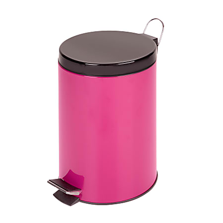 Honey-Can-Do Steel Step Trash Can, 3.2 Gallons, Magenta