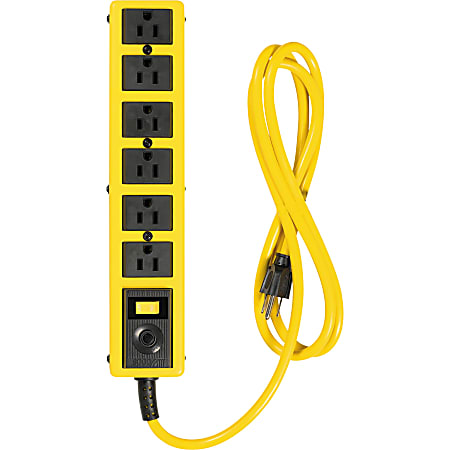 Woods 6 Outlet 6' Metal Yellow Jacket Strip - 6 x AC Power - 6 ft Cord - 125 V AC Voltage - 1875 W