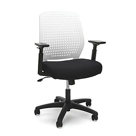 OFM Essentials Plastic Mid-Back Task Chair, White/Black