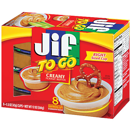 Jif To Go Creamy Peanut Butter 1.5 Oz Box Of 8 - Office Depot