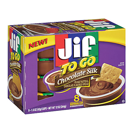 Jif To Go Chocolate Silk Peanut Butter & Chocolate Flavored Spread, 12 Oz, Box Of 8