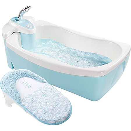 Summer Infant Lil' Luxuries Whirlpool, Bubbling Spa and Shower, Blue - Infant Bath - Whirlpool Bubbling Spa and Shower - Deluxe Newborn Sling - Keeps Baby Warm