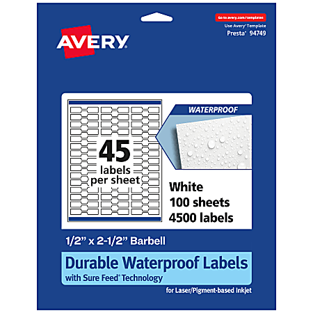 Avery® Waterproof Labels With Sure Feed® Technology,