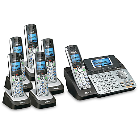Vtech DS6151 DECT 6.0 2-Line Cordless Phone with 5 DS6101 Telephone Bundle Set 