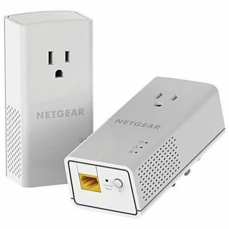 NETGEAR Powerline 1200 + Extra Outlet, PLP1200 - 2 - 1 x Network (RJ-45) - 1200 Mbit/s Powerline - 5382 Sq. ft. Area Coverage - HomePlug AV2 - Gigabit Ethernet