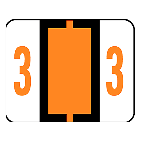Smead® BCCRN Bar-Style Permanent Numerical Labels, 3, Dark Orange, Roll Of 500